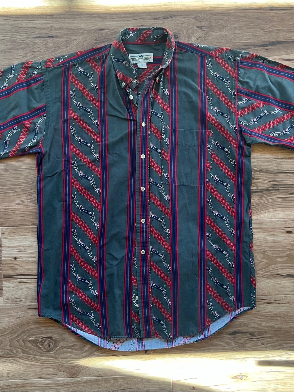 Vintage Natural Issue Golf Large Multicolor Striped Button Down Shirt